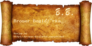 Broser Boglárka névjegykártya
